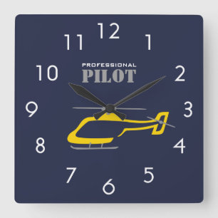 Professional pilot square wall clock