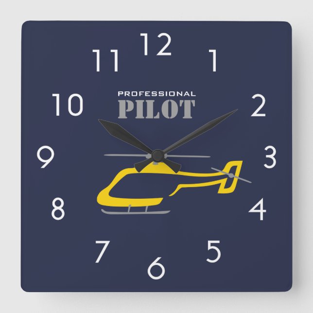 Professional pilot square wall clock (Front)