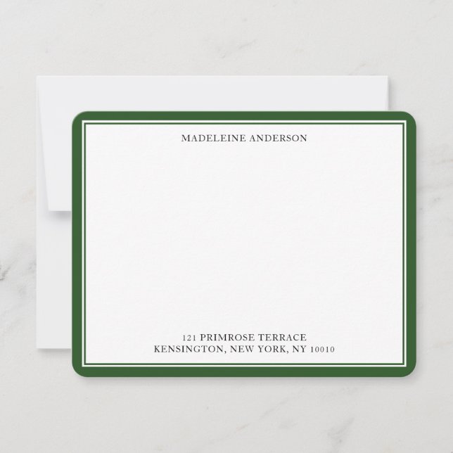 Professional Pine Green Double Border Flat     Card (Front)