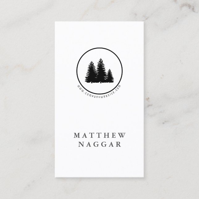 Professional Pine Trees Logo Business Card (Front)