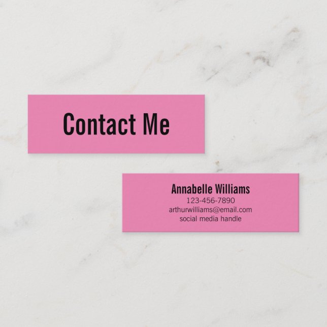 Professional Pink and Black Contact Card (Front/Back)