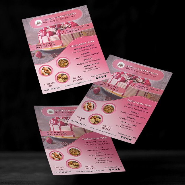 Professional Pink Bakery Add Photos & Logo Custom Flyer (Creator Uploaded)