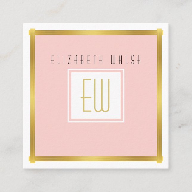 Professional Pink Blush and Gold Card Design (Front)
