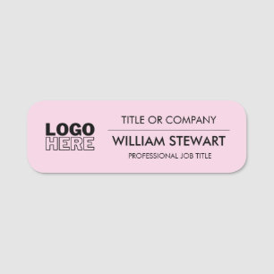 Professional Pink Business logo Employee Staff Name Tag
