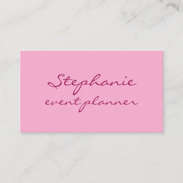 Professional Pink Colourful Girly Modern Elegant Business Card (Front)
