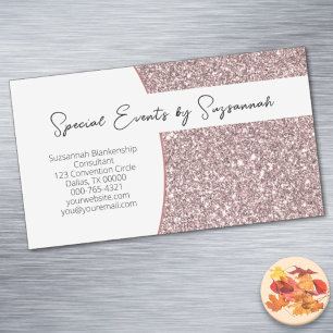 Professional Pink Faux Glitter Custom QR Code Magnetic Business Card