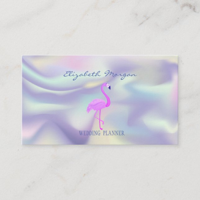 Professional Pink Flamingo,Holographic Business Card (Front)