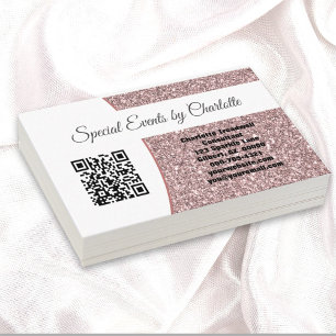 Professional Pink Glitter Custom QR Code Business Card