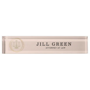 Professional Pink Gold Lawyer Attorney  Nameplate