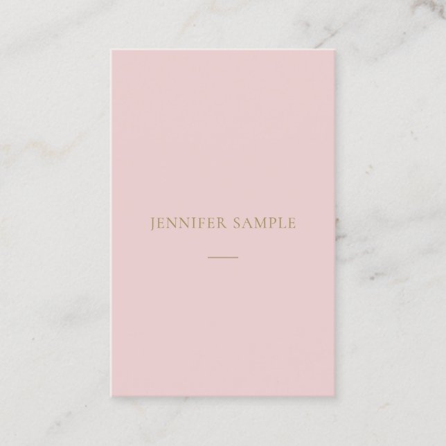 Professional Pink Gold Text Modern Clean Plain Business Card (Front)