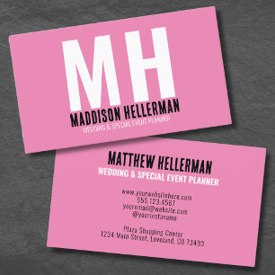 Professional Pink Minimalist Modern Monogram Business Card