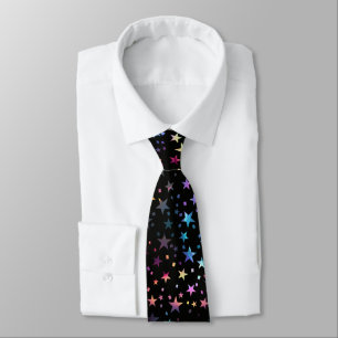 Professional Pink Purple Blue Stars Black Tie