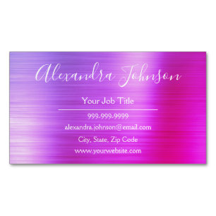 Professional Pink Purple Foil Modern Magnetic Business Card