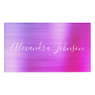 Professional Pink - Purple Foil Modern Name Tag