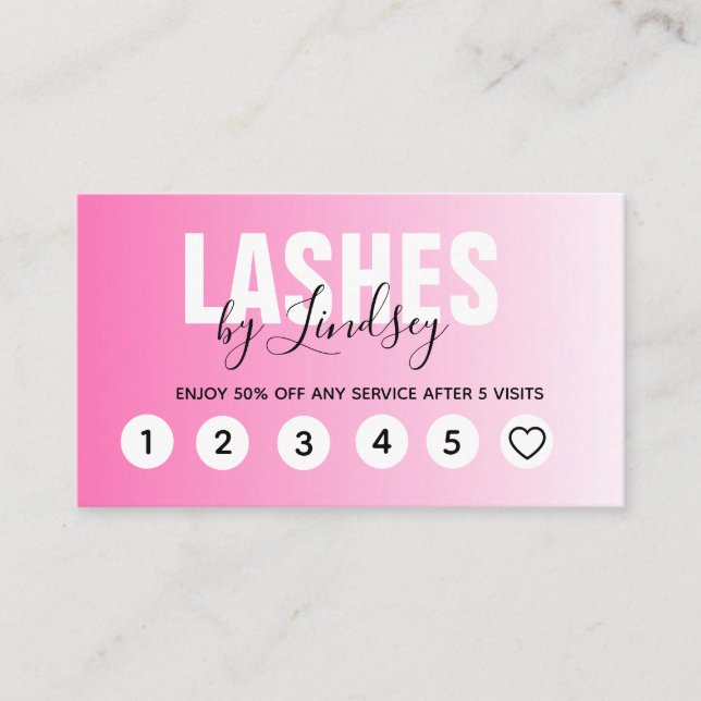Professional Pink Script Loyalty Cards (Front)