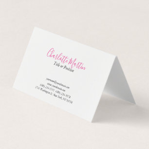 Professional Pink White Manager Consultant Chief Business Card