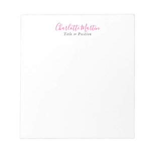 Professional Pink White Manager Consultant Chief Notepad