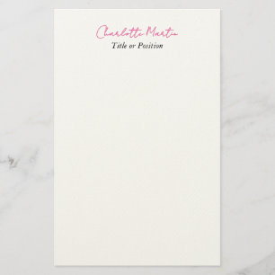 Professional Pink White Manager Consultant Chief Stationery