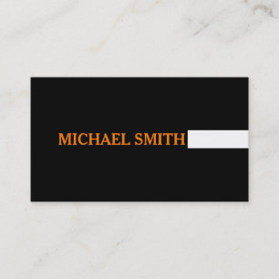 Professional Plain Black Modern Orange Business Card