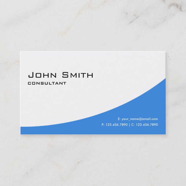 Professional Plain Blue Elegant Modern Computer Business Card (Front)