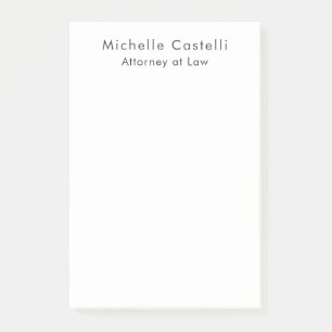 Professional Plain Classical Black White Name Post-it Notes