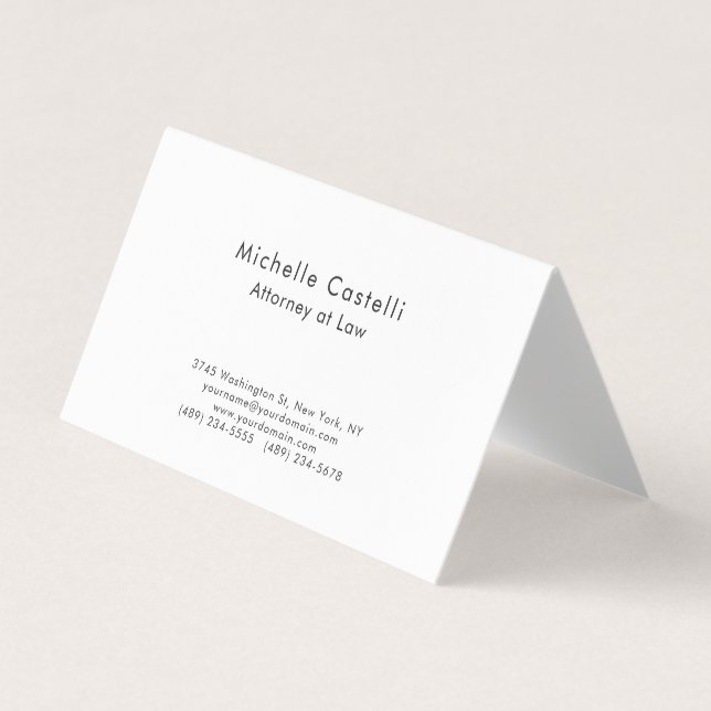 Professional Plain Classical Simple Black & White Business Card (Front)