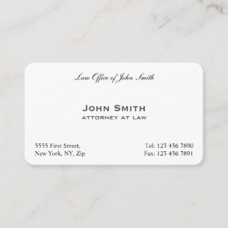 Professional Plain Elegant Attorney Law Office Business Card