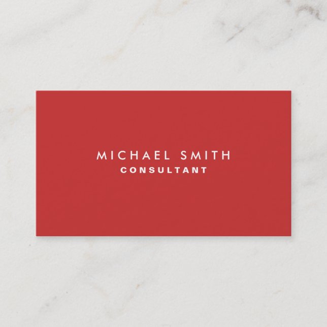Professional Plain Elegant Interior Decorator Red Business Card (Front)
