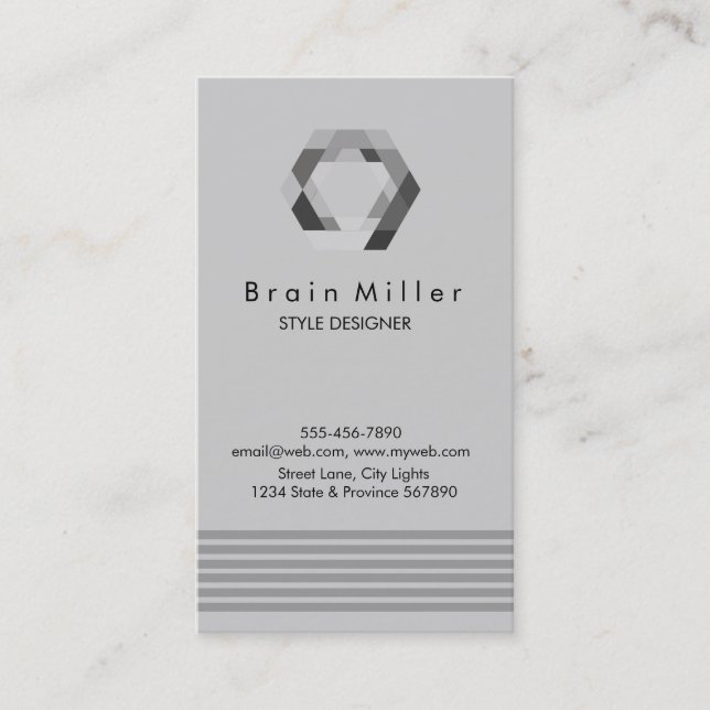 Professional Plain Elegant Modern Simple Hexagon Business Card (Front)