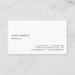Professional Plain Elegant Simple White Modern Business Card