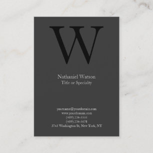 Professional plain grey black monogram business card