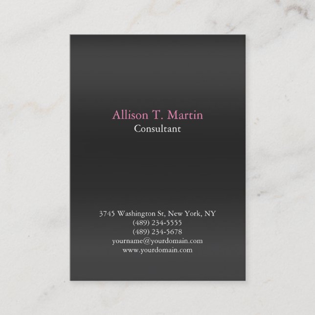 Professional Plain Grey Feminine Minimalist Unique Business Card (Front)