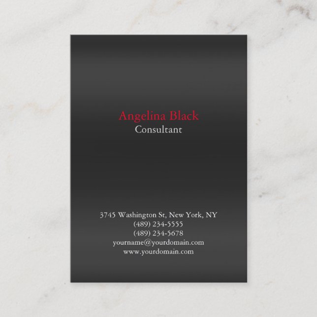 Professional Plain Grey Red Background Unique Business Card (Front)