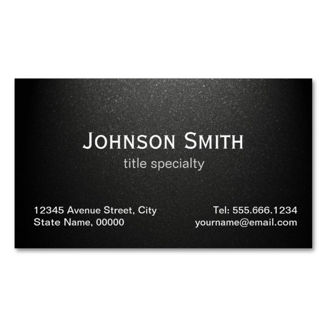 Professional Plain Matte Black - Simple Stylish Magnetic Business Card (Front)