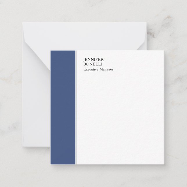 Professional plain minimalist modern blue white card (Front)