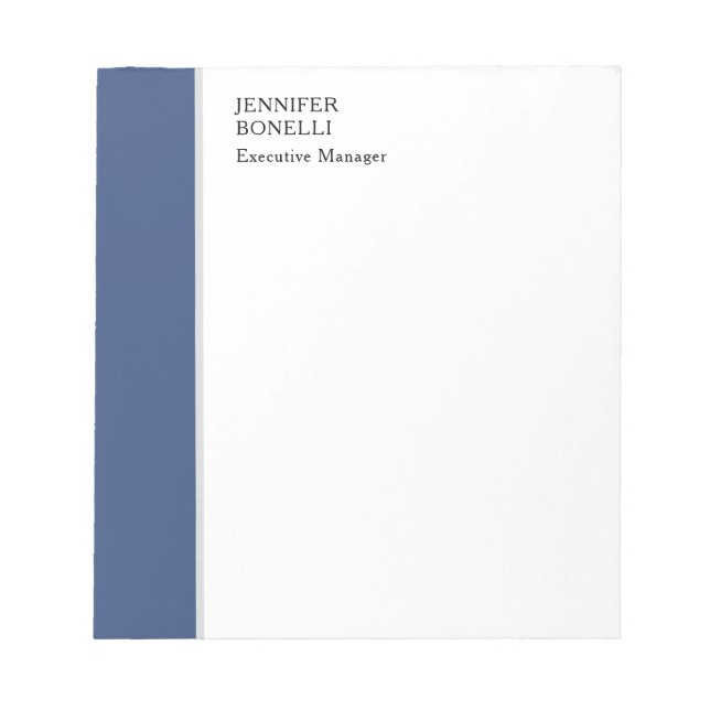 Professional plain minimalist modern blue white notepad (Front)