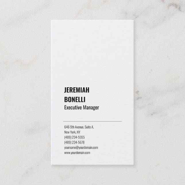 Professional plain minimalist modern business card (Front)