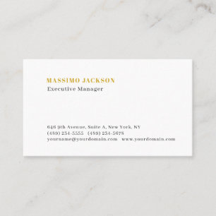 Professional plain minimalist modern gold white business card