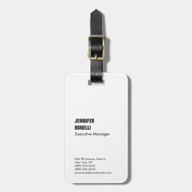 Professional plain minimalist modern  luggage tag (Front Vertical)