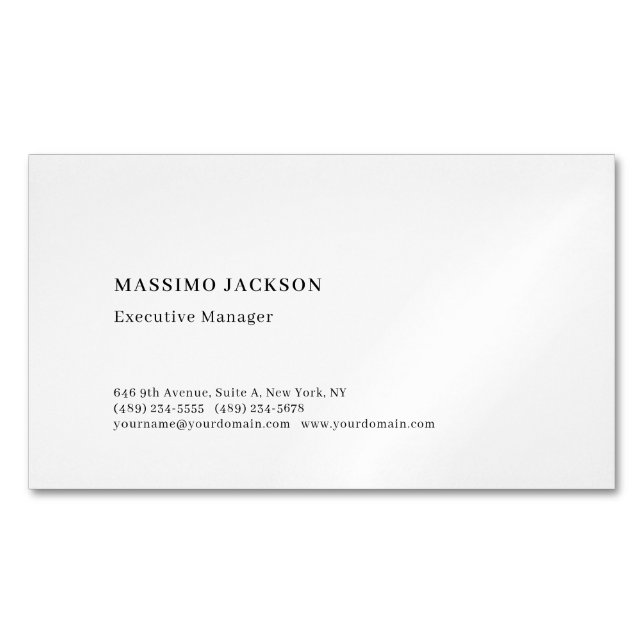 Professional plain minimalist modern  	Magnetic business card (Front)