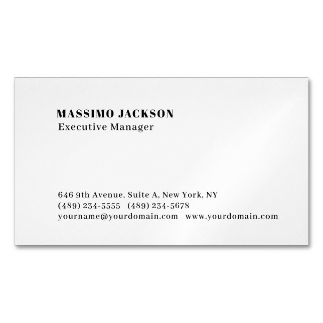 Professional plain minimalist modern 	Magnetic business card (Front)