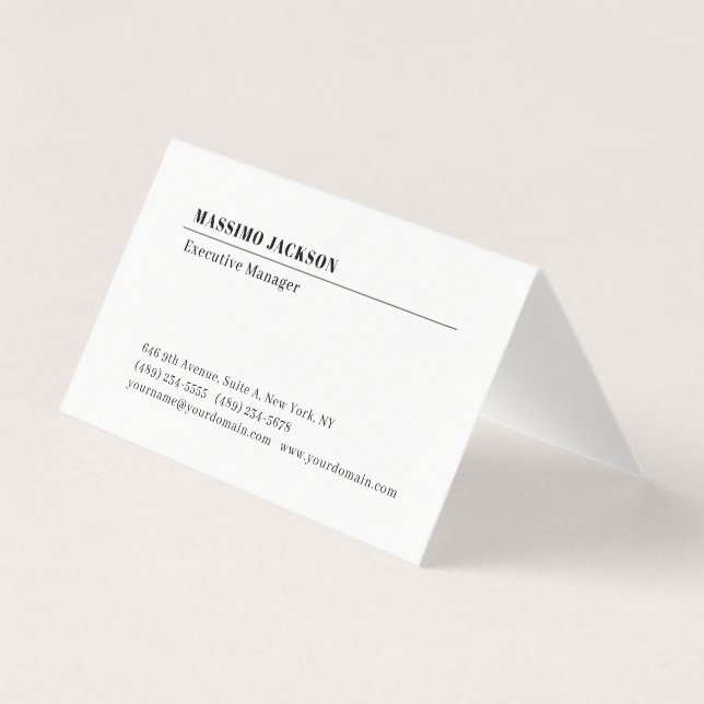 Professional plain minimalist modern matte paper business card (Front)