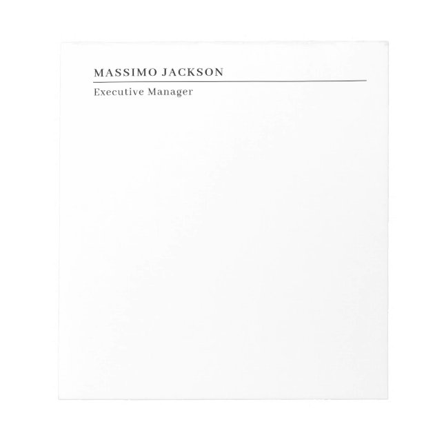 Professional plain minimalist modern name title notepad (Front)