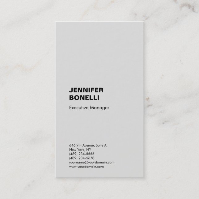 Professional plain minimalist modern platinum grey business card (Front)