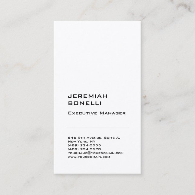 Professional plain minimalist modern premium silk business card (Front)