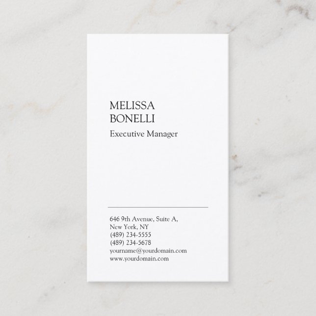 Professional plain minimalist modern premium silk business card (Front)