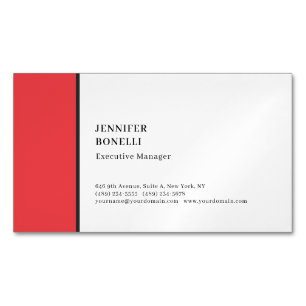 Professional plain minimalist modern red white Magnetic business card