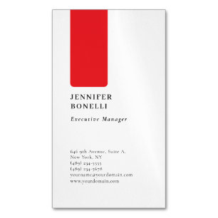 Professional plain minimalist modern red white Magnetic business card