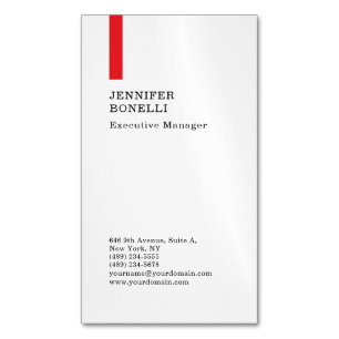 Professional plain minimalist modern red white 	Magnetic business card