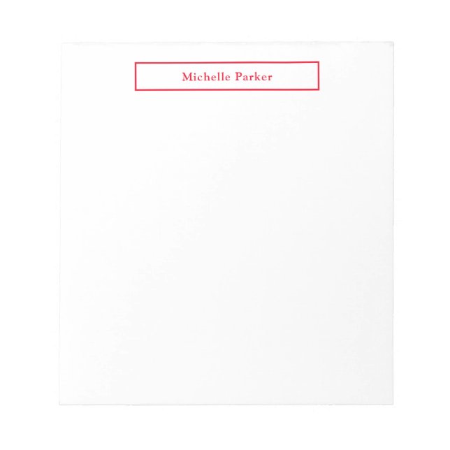 Professional Plain Minimalist Modern Red White Notepad (Front)